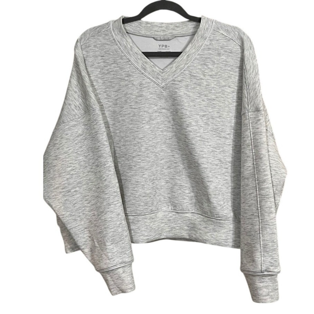 YPB Abercrombie Activewear Sweatshirt Gray V‎ Neck Long Sleeve Pullover Top XL